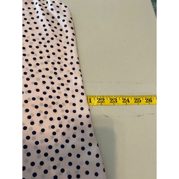 Karl Lagerfeld Paris Sleeveless Pink Navy Polka Blouse Pearl Buttons Large - Picture 10 of 10